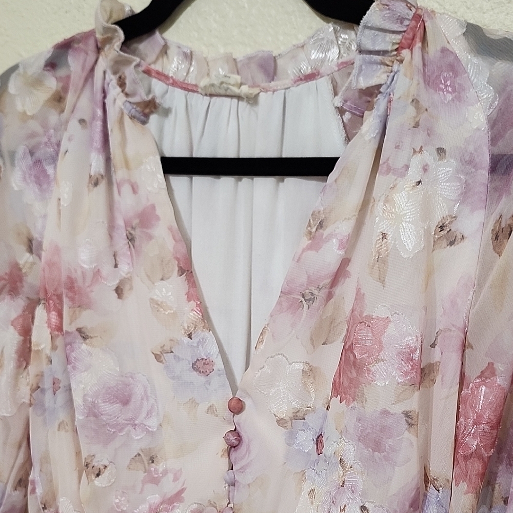 Lena Floral Romper with Tie Front and Ruffle Details - Picture 4 of 16